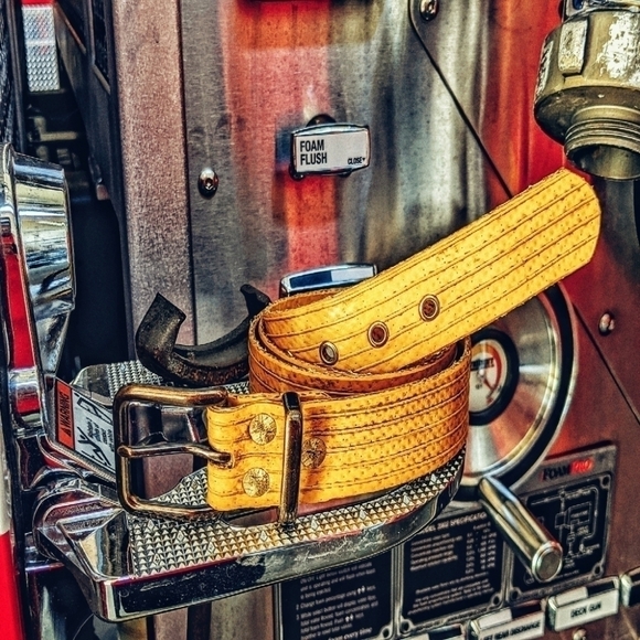 Firehose belt with solid brass buckle and keeper - Picture 6 of 15